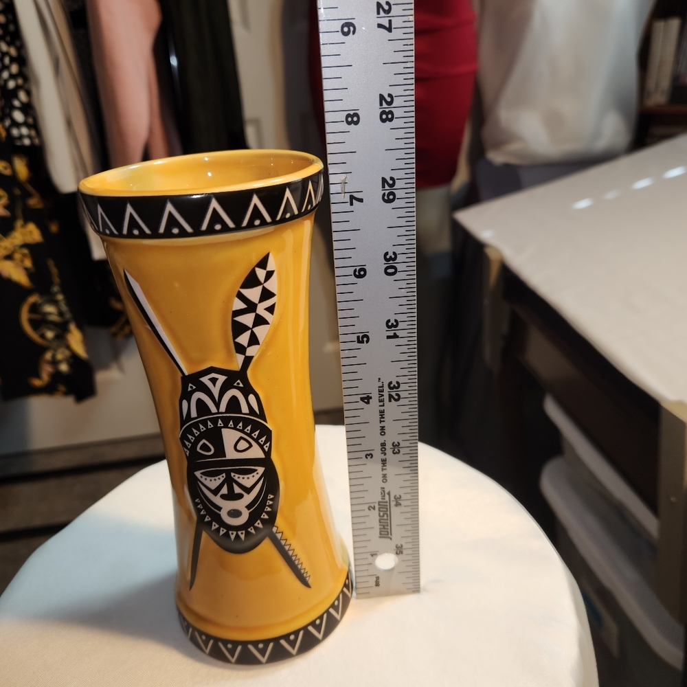 Yellow Tribal Mask Vase - Picture 6 of 6